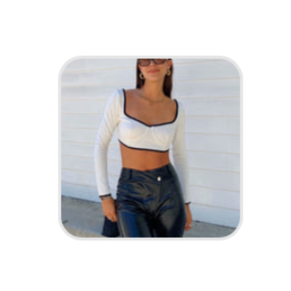Rebelflow bustier crop top knit long sleeve white & black medium brand new